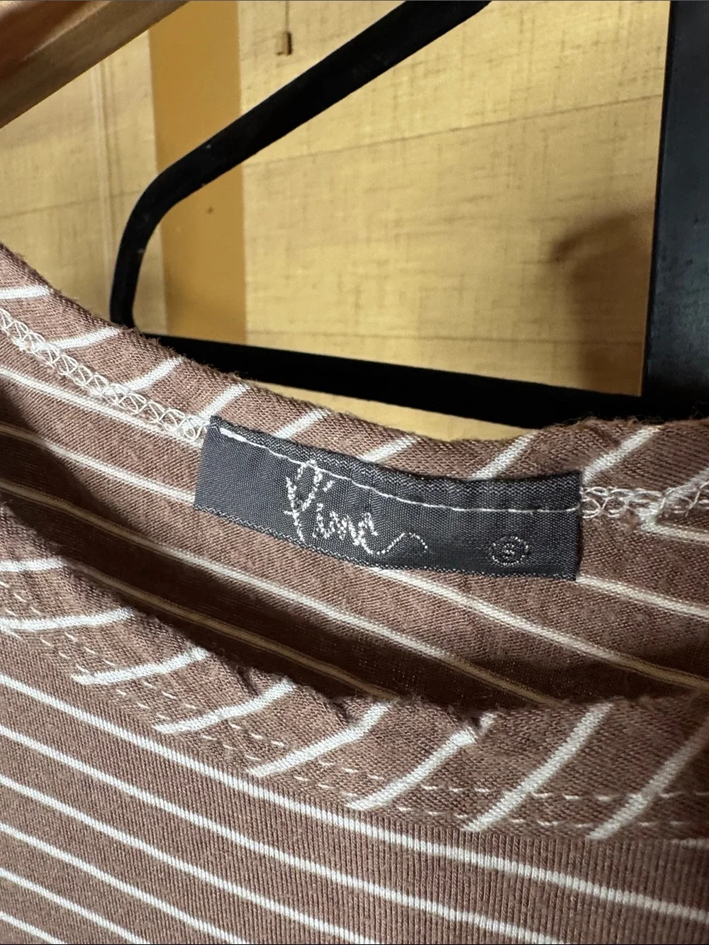 Pinc Taupe & White Striped Tunic Dress Cover Up Soft Flowy Size Small - Picture 3 of 6